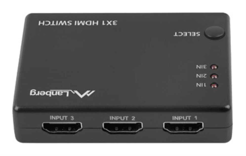 Switch de Video Lanberg 3xHDMI 1xMicroUsb con Control Remoto Negro — imagen 1