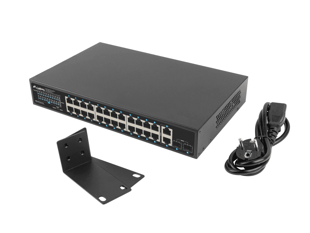 Switch Lanberg 24 Ptos 1GB POE+ 2x SFP 2x Gbit Ethernet 250W Rack 19" — imagen 1