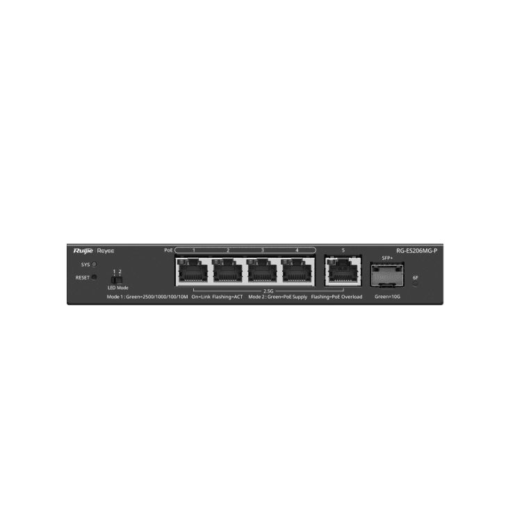 Switch Ruijie RG-ES206MG-P PoE Cloud Managed Capa 2 6 Puertos