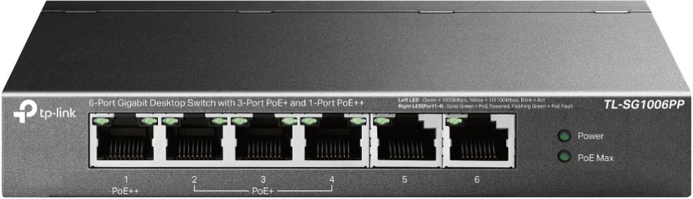 Switch Tp-link TL-SG1006PP 6 Puertos 10/100 Con 4 Puertos PoE+ Básico — imagen 1
