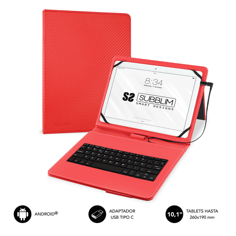 Teclado Para Tablet Subblim KeyTab Pro USB 10.1 Red