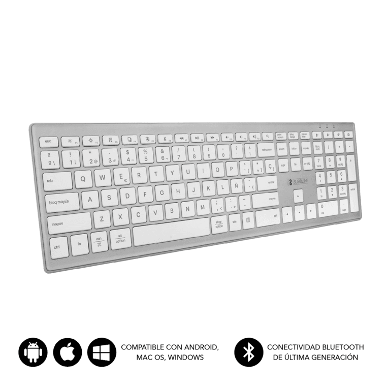 Teclado Subblim Keyboard Bluetooth Pure Extended Bluetooth Silver — imagen 1