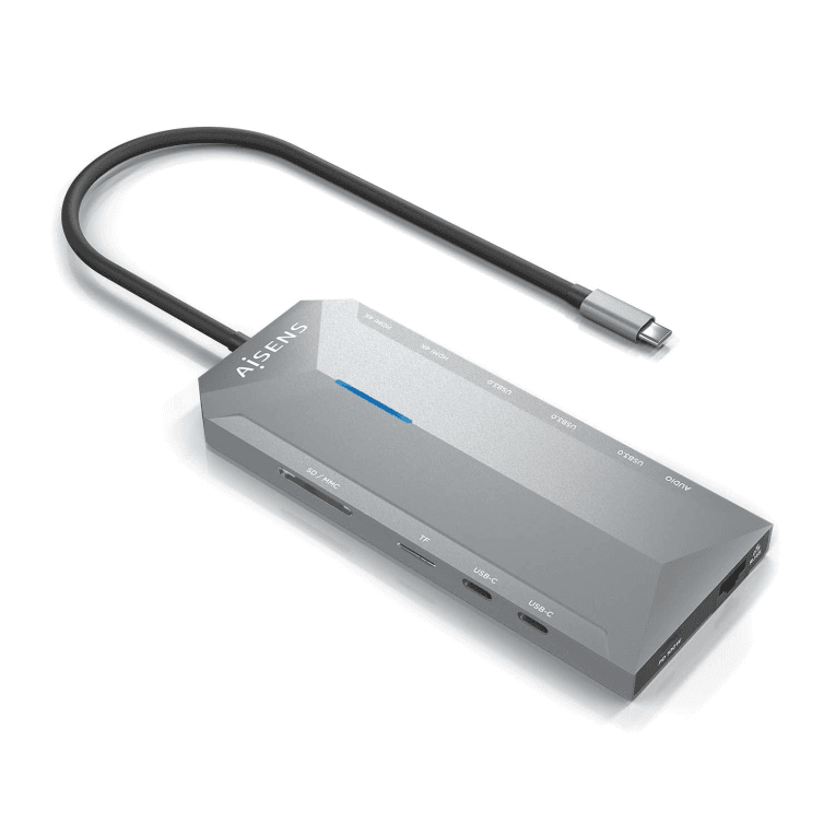 USB-C DOCK AISENS 12 EN 1 2xHDMI 4K RJ45 3xUSB-A 2xUSB-C 1xUSB-C PD 15CM — imagen 1