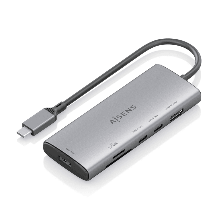 USB-C DOCK AISENS 6 EN 1 HDMI USB-A 10G 2XUSB-C 10G SD MICRO SD 20CM — imagen 1